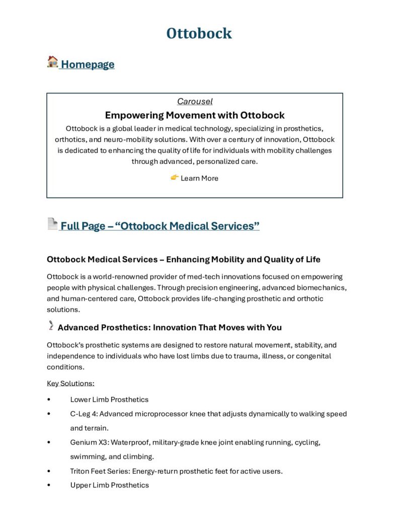 thumbnail of Ottobock Homepage